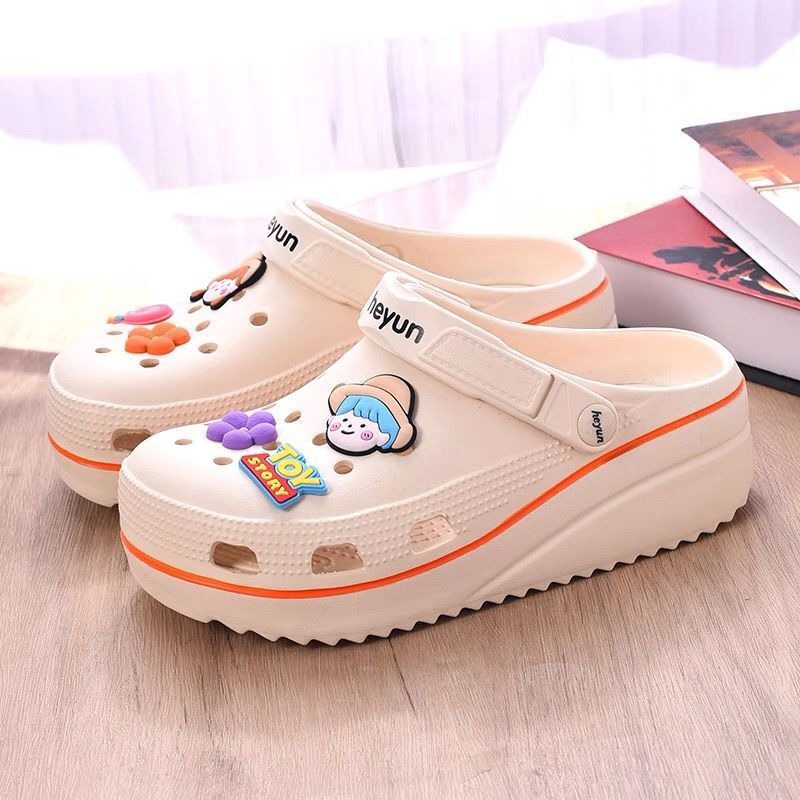 Летняя садовая обувь, женская садовая обувь Cloud, сабо-мулы с героями мультфильмов, пляжные тапочки с героями мультфильмов, женские пляжные тапочки