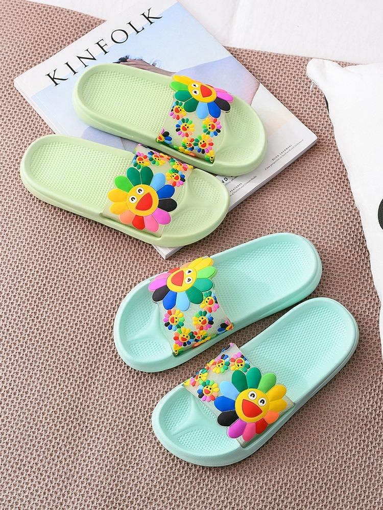 Пляжные тапочки, сандалии на платформе, детские повседневные шлепанцы на плоской подошве, летняя домашняя обувь для девочек на открытом воздухе, домашняя банная обувь