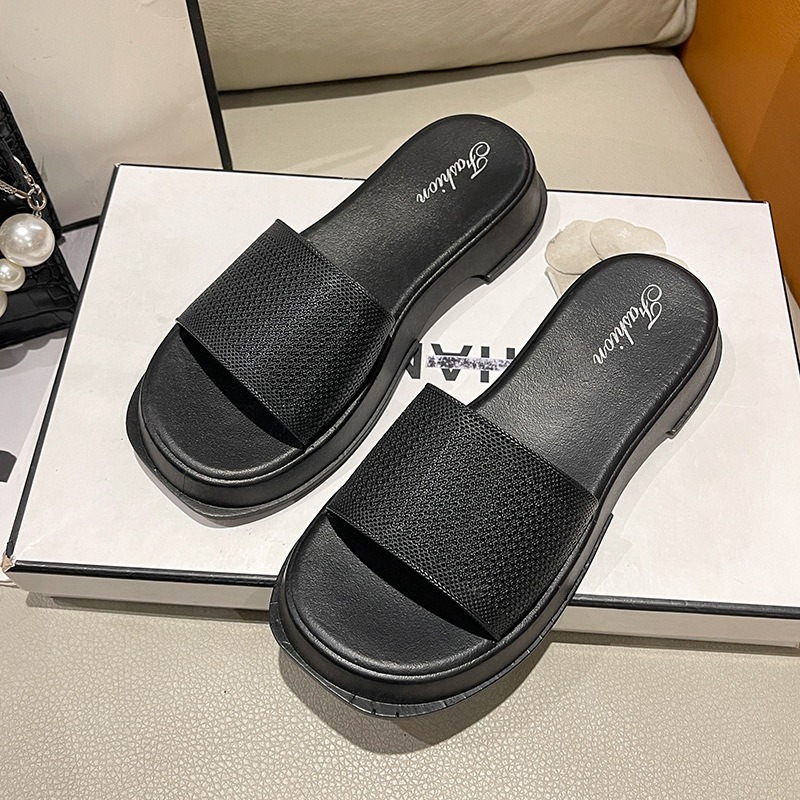2024 новые летние шлепанцы, женские модные сандалии, пляжные тапочки на толстой подошве на танкетке