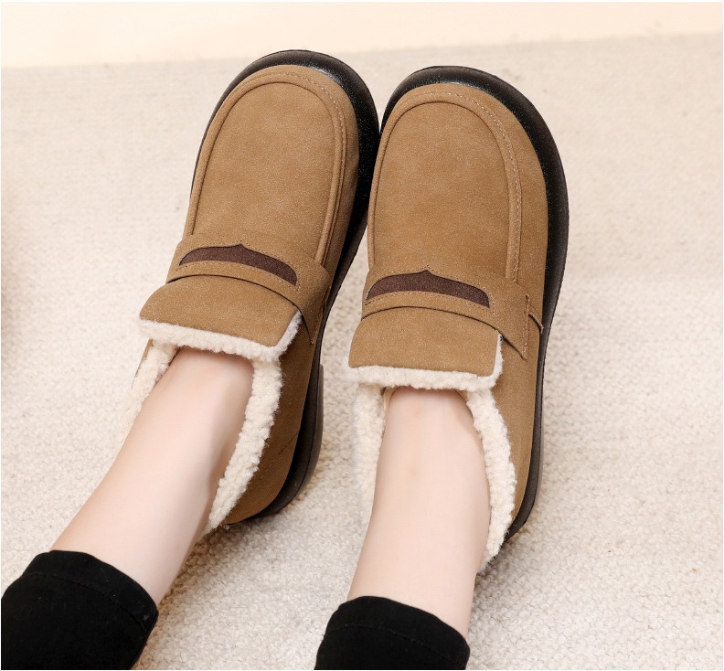 Женские повседневные женские кроссовки на плоской подошве с круглым носком, лоферы без шнуровки, зимние туфли без шнуровки в стиле ретро на меху, новая обувь