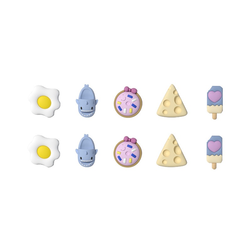 Женские и мужские летние пляжные тапочки с изображением акулы, верхние плавники, подвески, мультяшные сабо из ПВХ с сыром, подвески, аксессуары, украшение с пряжкой для обуви