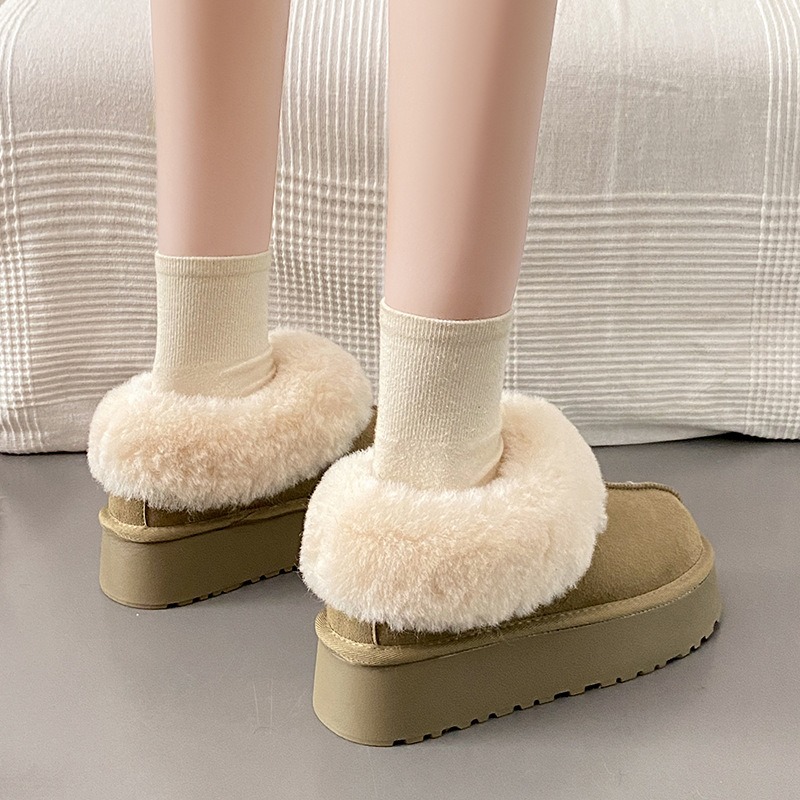 Женские теплые хлопковые туфли на толстой подошве, женские нескользящие плюшевые зимние ботинки, зимние ботинки из искусственного меха, шлепанцы на плоской подошве, домашние хлопковые тапочки