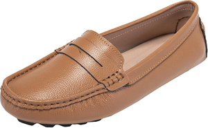 Вождение мокасины повседневное скольжение на комфорте женщинам Loafer обувь женская подлинная кожа 