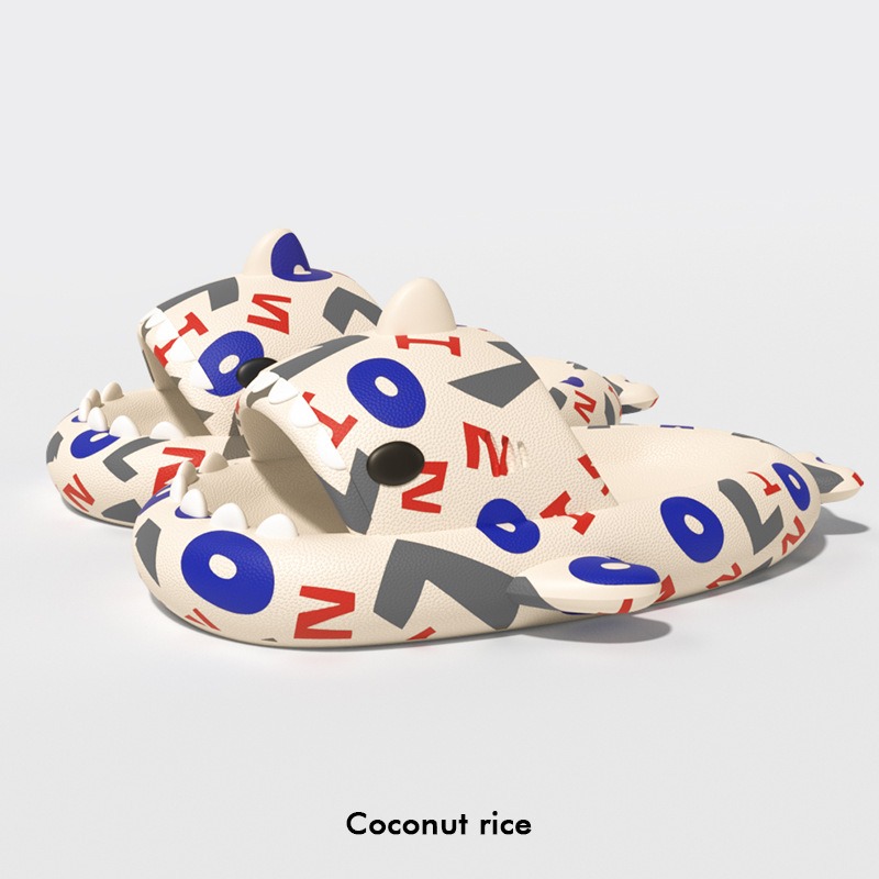 Популярные сандалии с изображением акулы, тапочки с изображением акулы, летние нескользящие парные уличные сандалии на толстой подошве