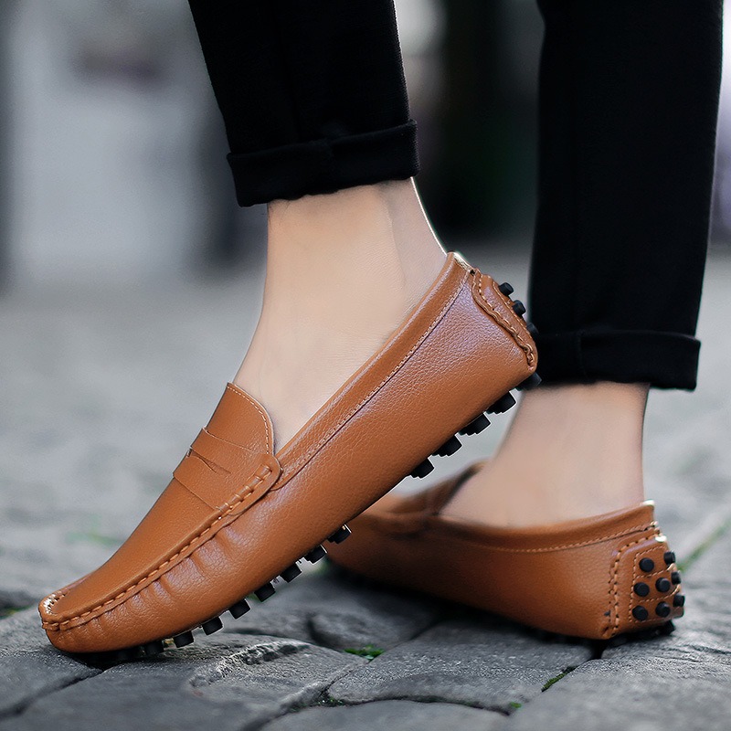 Мужская повседневная обувь из натуральной кожи, роскошные брендовые мужские лоферы, мокасины, дышащие черные туфли без шнуровки