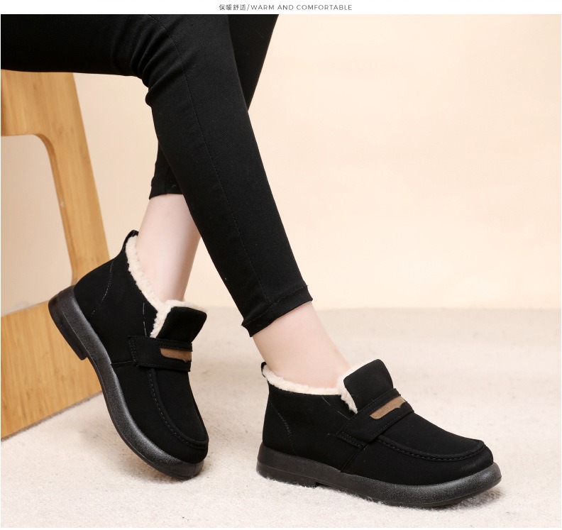 Женские повседневные женские кроссовки на плоской подошве с круглым носком, лоферы без шнуровки, зимние туфли без шнуровки в стиле ретро на меху, новая обувь