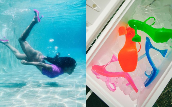 Модная обувь для плавания, обувь из плексигласа, обувь с резиновыми ремешками, прозрачная женская обувь, коллекционная скульптурная обувь