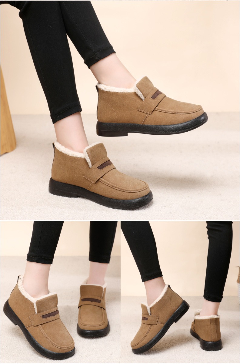 Женские повседневные женские кроссовки на плоской подошве с круглым носком, лоферы без шнуровки, зимние туфли без шнуровки в стиле ретро на меху, новая обувь