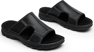 Сандалии для мужчин кожаная скольжение на сандалиях мужские пляжные тапочки на открытом воздухе