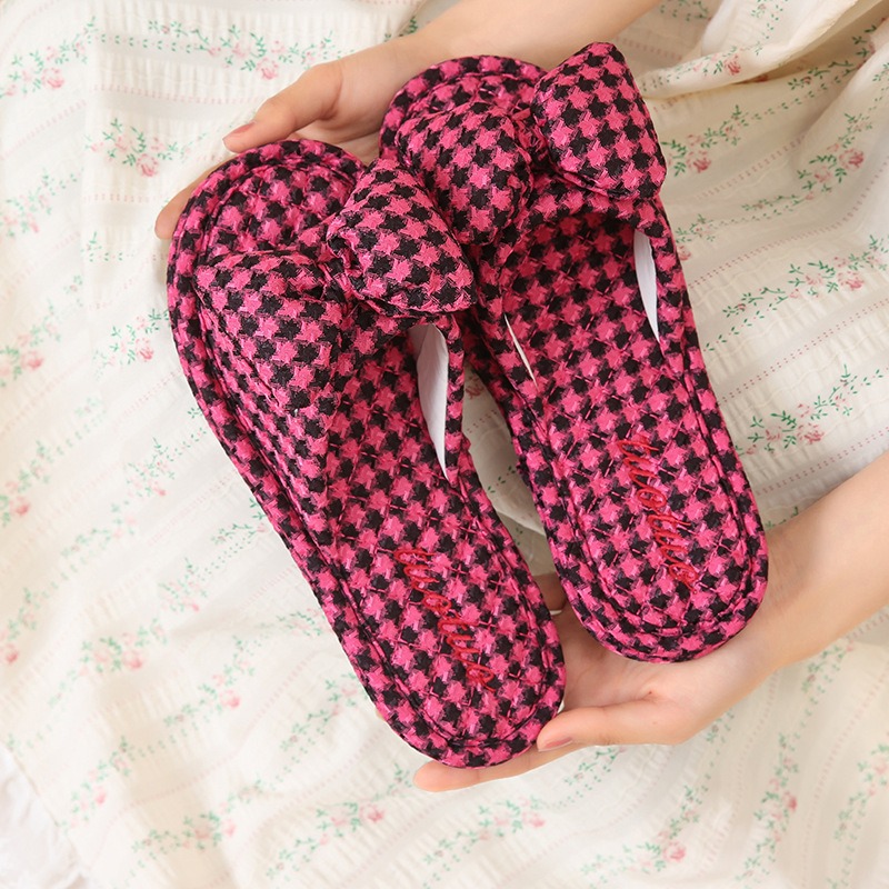 Женские летние льняные тапочки, повседневные льняные тапочки, удобные льняные тапочки, льняные тапочки с бантом, домашние льняные тапочки